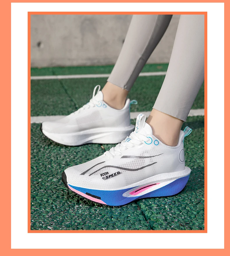 Men Running Shoes Professional Marathon Carbon Board Running Shoes Shock Absorption Stable Support Women Breathable Sports Shoes