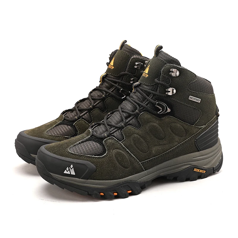 HIKEUP High-Top Men Hiking Boot Winter Outdoor Shoes Lace-Up Non-slip Sports Casual Trekking Boots Man Suede Warm Shoes
