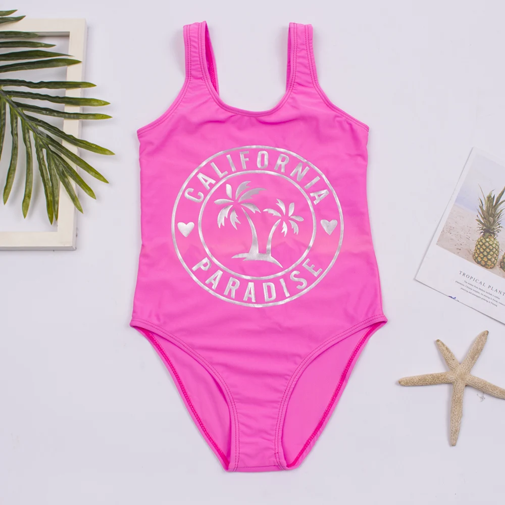 Summer Solid Soft Nylon Kids Girls One Piece Swimsuit Bathing Suit Outdoors Children Teen Students Girls Swimwear Monokini