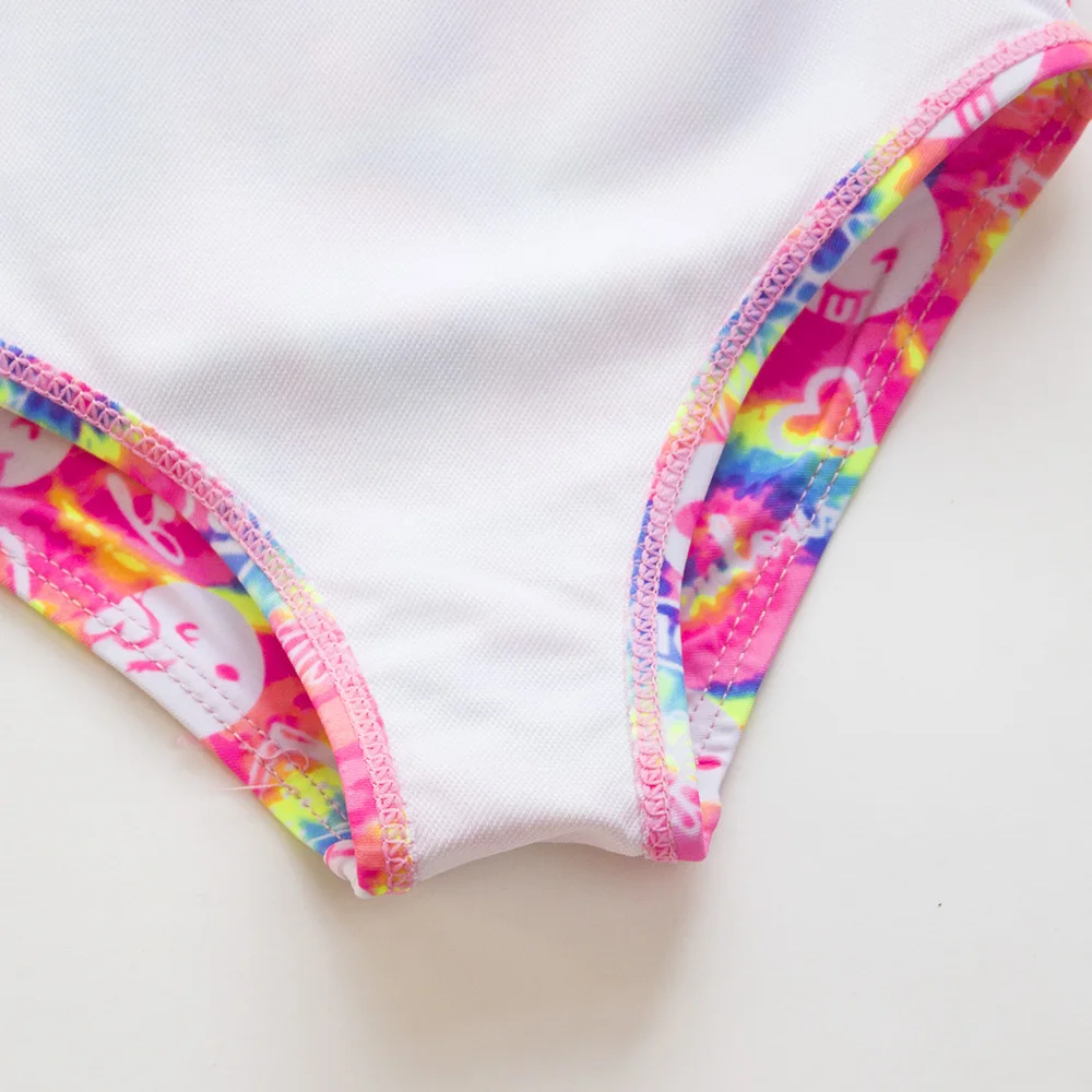 Gradient Kids Girls Swimsuit Swimwear Puff Sleeve Child Swimming Suit Cute Teen One Piece Swimwear Mermaid Children Bathing Suit