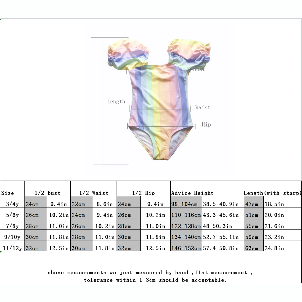 Gradient Kids Girls Swimsuit Swimwear Puff Sleeve Child Swimming Suit Cute Teen One Piece Swimwear Mermaid Children Bathing Suit
