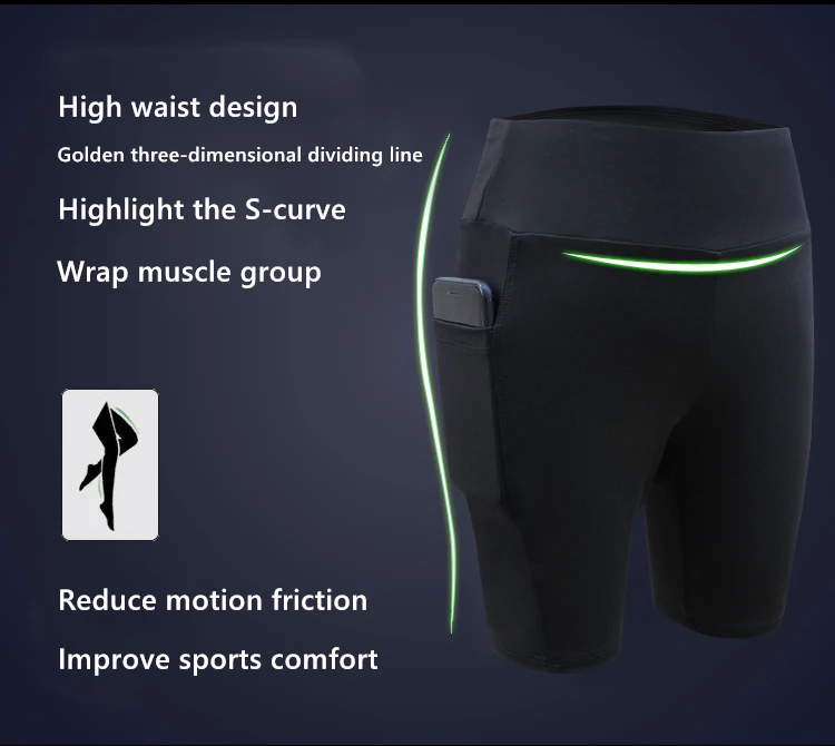 2026 Women's Yoga Pants Gym Pants Sports Running Shorts Quick Dry Leggings Cycling Push-Ups Safety Panties with Side Pockets