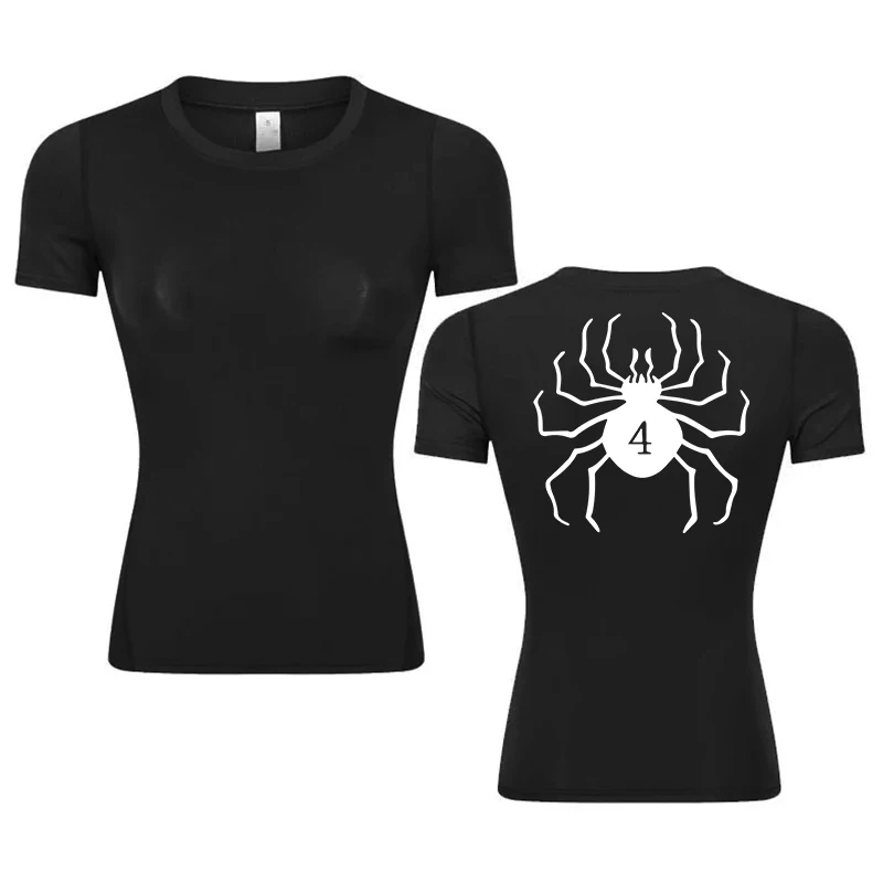 Graphic Print Compression Shirt for Women Summer Athletic Short Sleeve Baselayers Tops Gym Workout Running Quick Dry T-Shirts