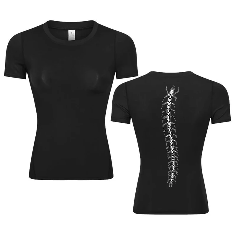 Graphic Print Compression Shirt for Women Summer Athletic Short Sleeve Baselayers Tops Gym Workout Running Quick Dry T-Shirts