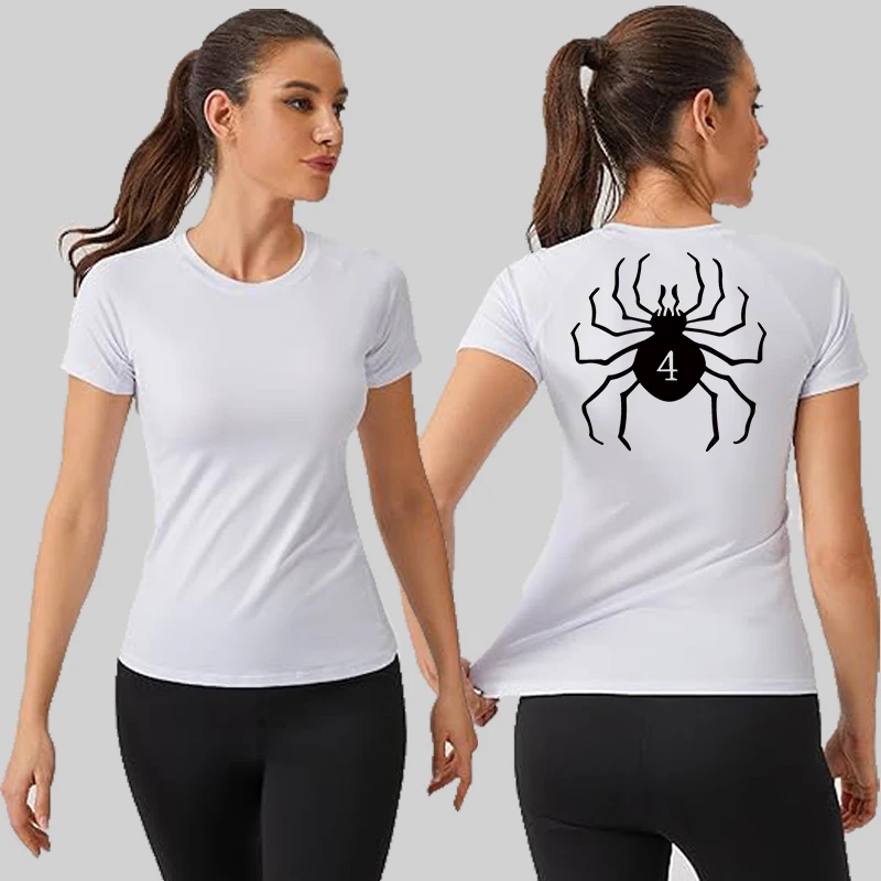 Graphic Print Compression Shirt for Women Summer Athletic Short Sleeve Baselayers Tops Gym Workout Running Quick Dry T-Shirts