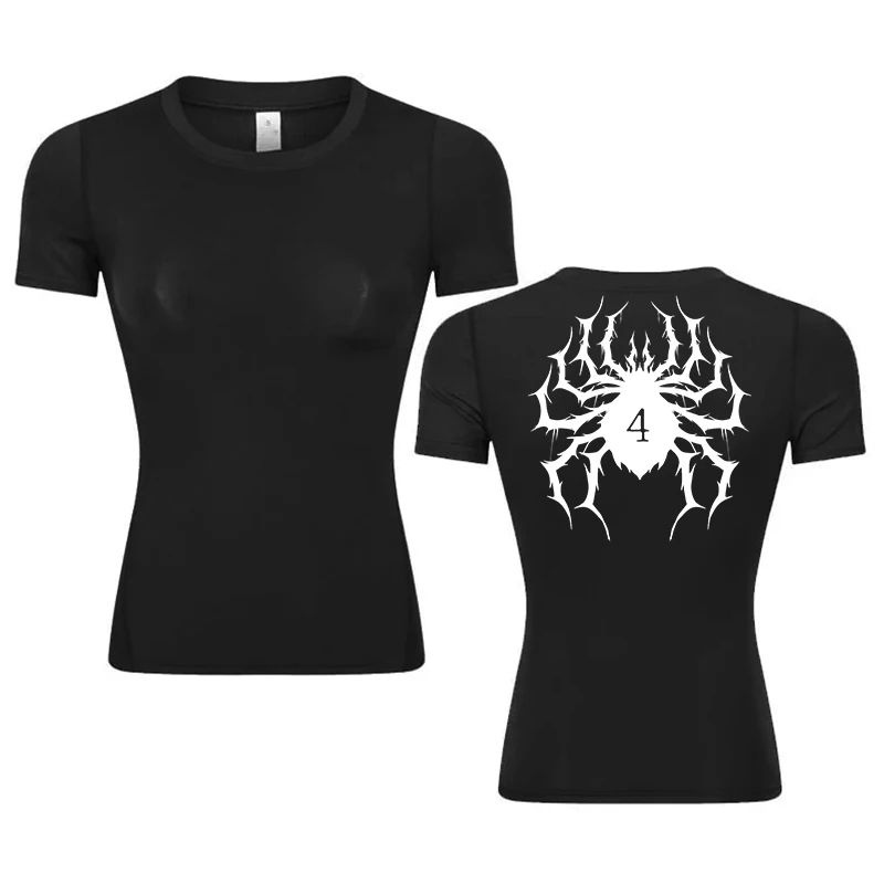 Graphic Print Compression Shirt for Women Summer Athletic Short Sleeve Baselayers Tops Gym Workout Running Quick Dry T-Shirts