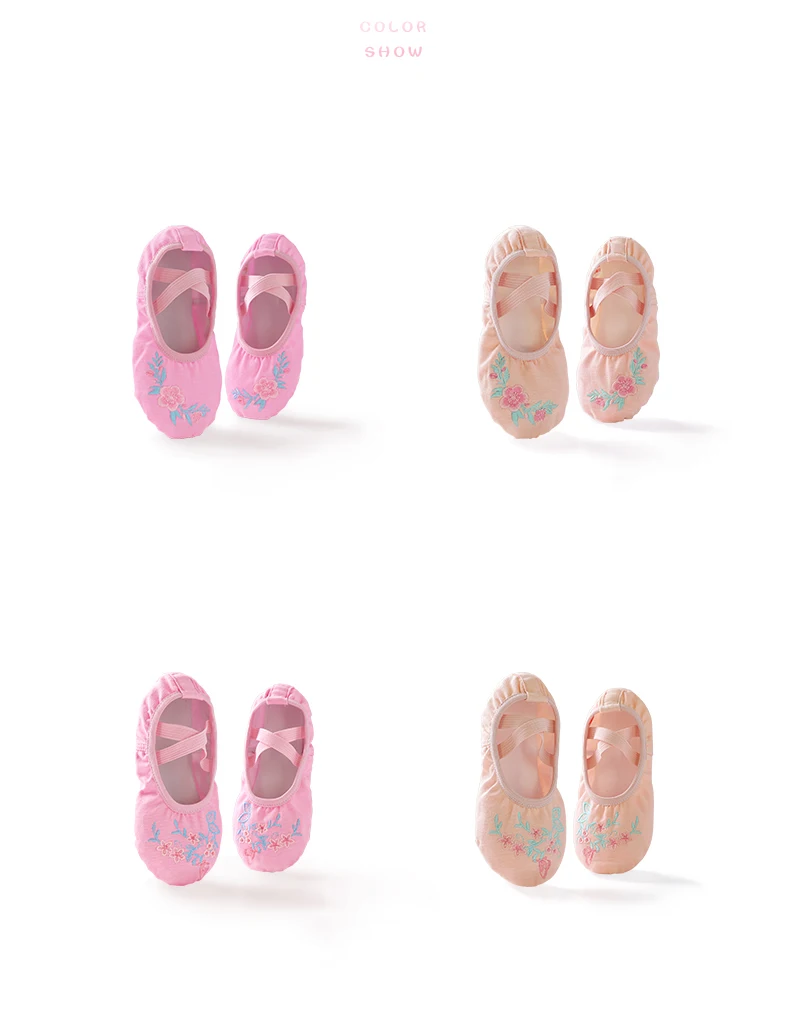 Girls Embroidered Ballet Shoes women Soft Dance Shoes for Training Performance Non-Slip Ballerina Shoes Professional Dance Flats