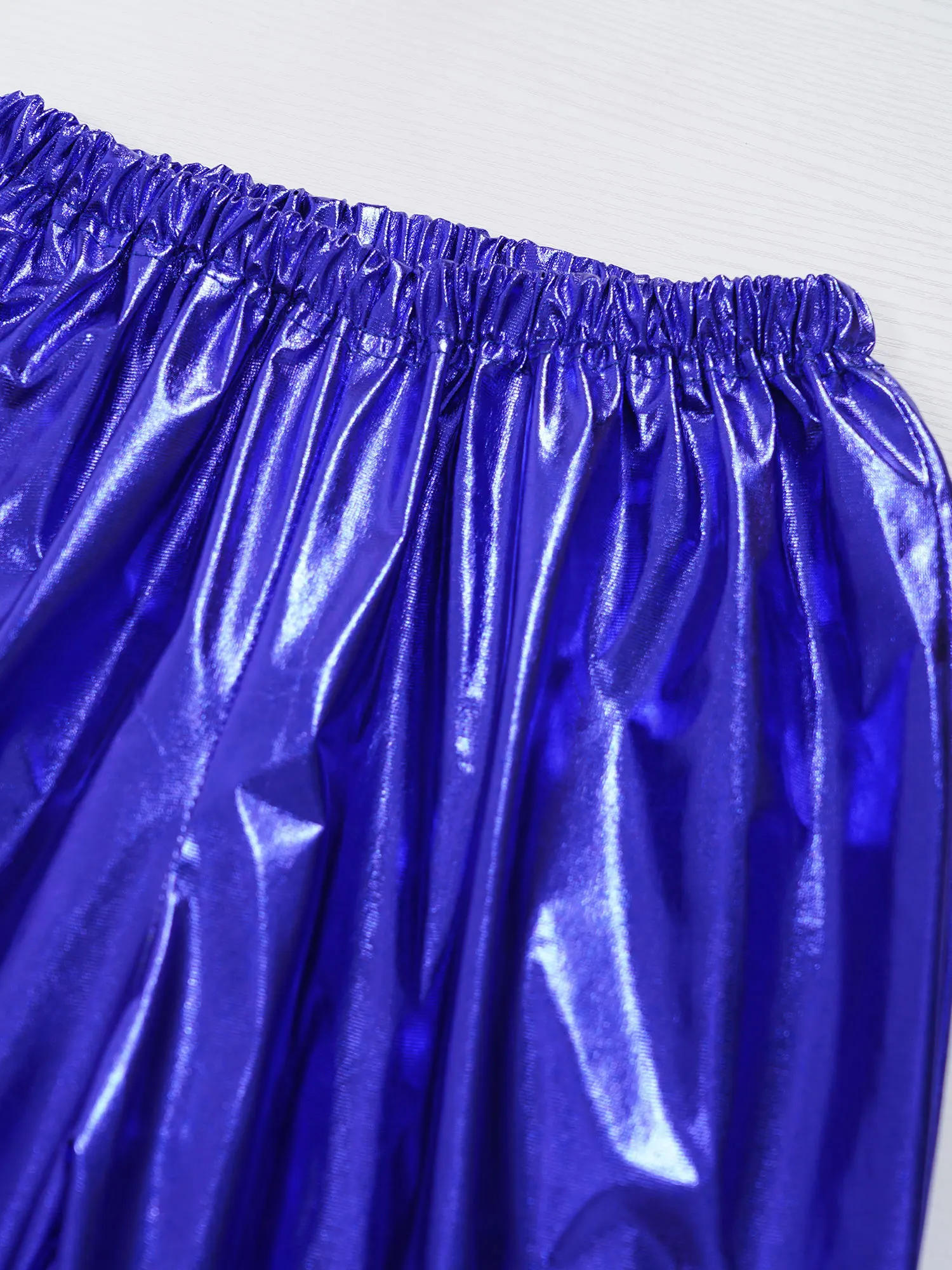 Kids Boys Girls Metallic Harem Pants Jazz Dance Costumes Elastic Waistband Shiny Trousers for Modern Hip Hop Street Dancewear