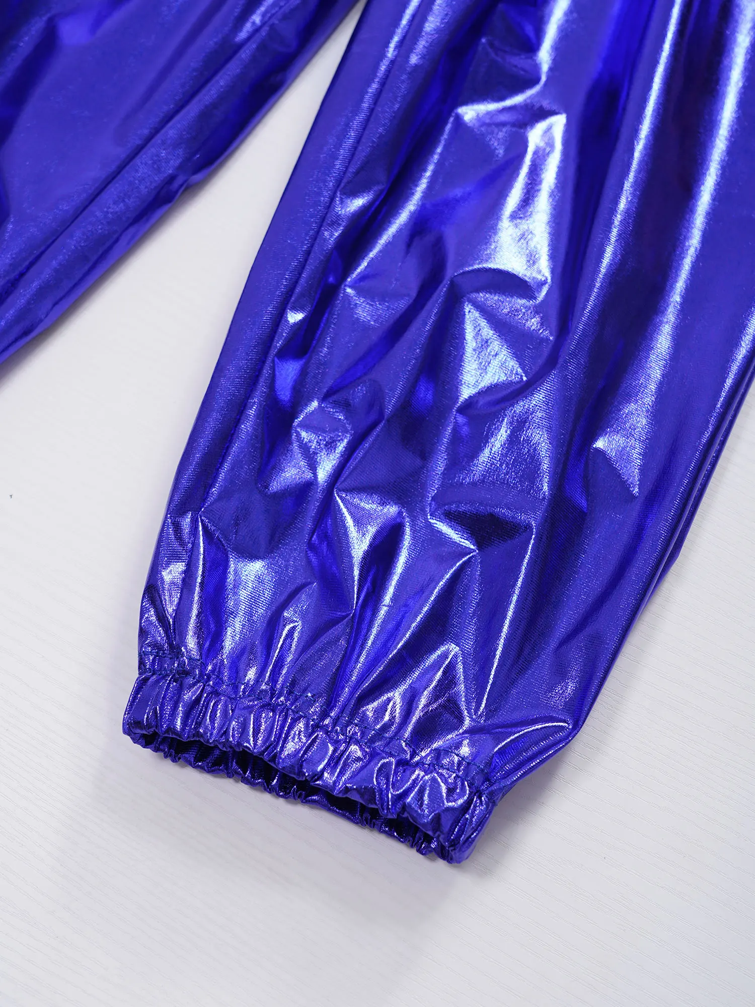 Kids Boys Girls Metallic Harem Pants Jazz Dance Costumes Elastic Waistband Shiny Trousers for Modern Hip Hop Street Dancewear