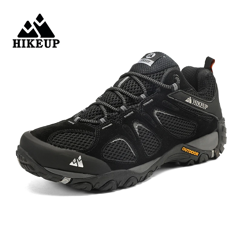 HIKEUP New Arrival Leather Hiking Shoes Wear-resistant Outdoor Sport Men Shoes Lace-Up Mens Climbing Trekking Hunting Sneakers