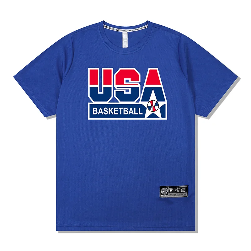 Loose Men Running 2023 Outdoor Street Basketball Gym Short Sleeve Letter Print T Shirt Summer Quick Dry Fitness Bodybuilding