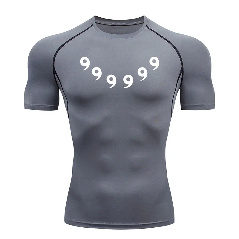 Anime Compression Set Running Sport Fitness Suit for Men Quick Dry Compression Shirt+Gym Shorts 2PCS Workout Summer Sportwear