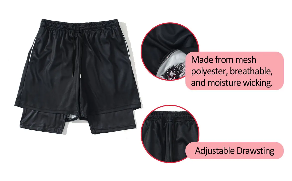 Anime Compression Set Running Sport Fitness Suit for Men Quick Dry Compression Shirt+Gym Shorts 2PCS Workout Summer Sportwear