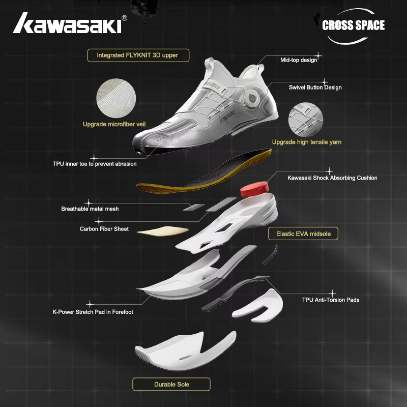 Kawasaki King Series 2.0 Professional Badminton Shoes For Men Women Anti-Twist Sports Original Men's Tennis Shoes Sneakers A3311