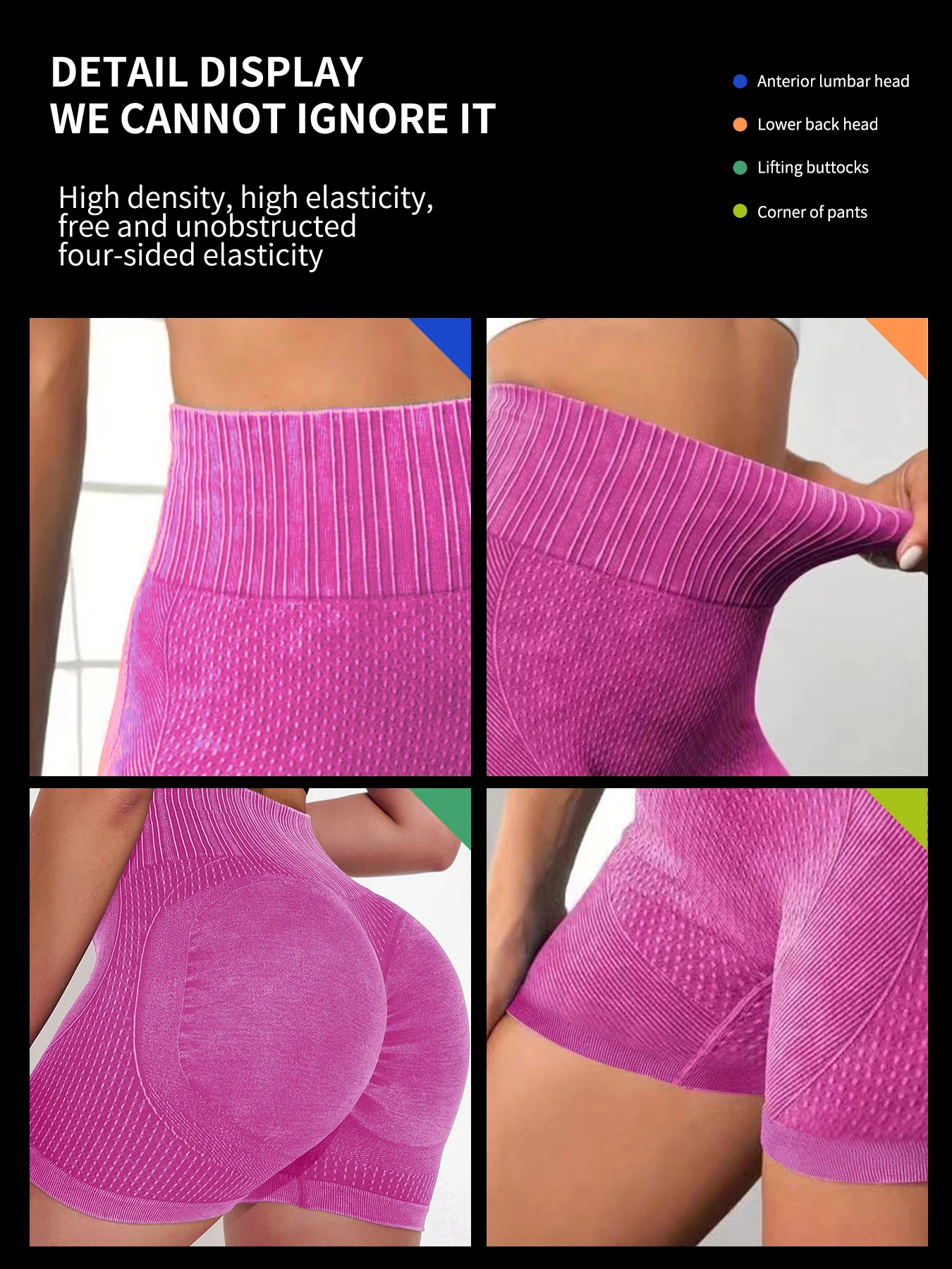 Tight, High Waisted, Sexy Peach Quick Drying, Breathable Yoga Pants, WOMEN'S Running, Sports, and Fitness Three Point Shorts