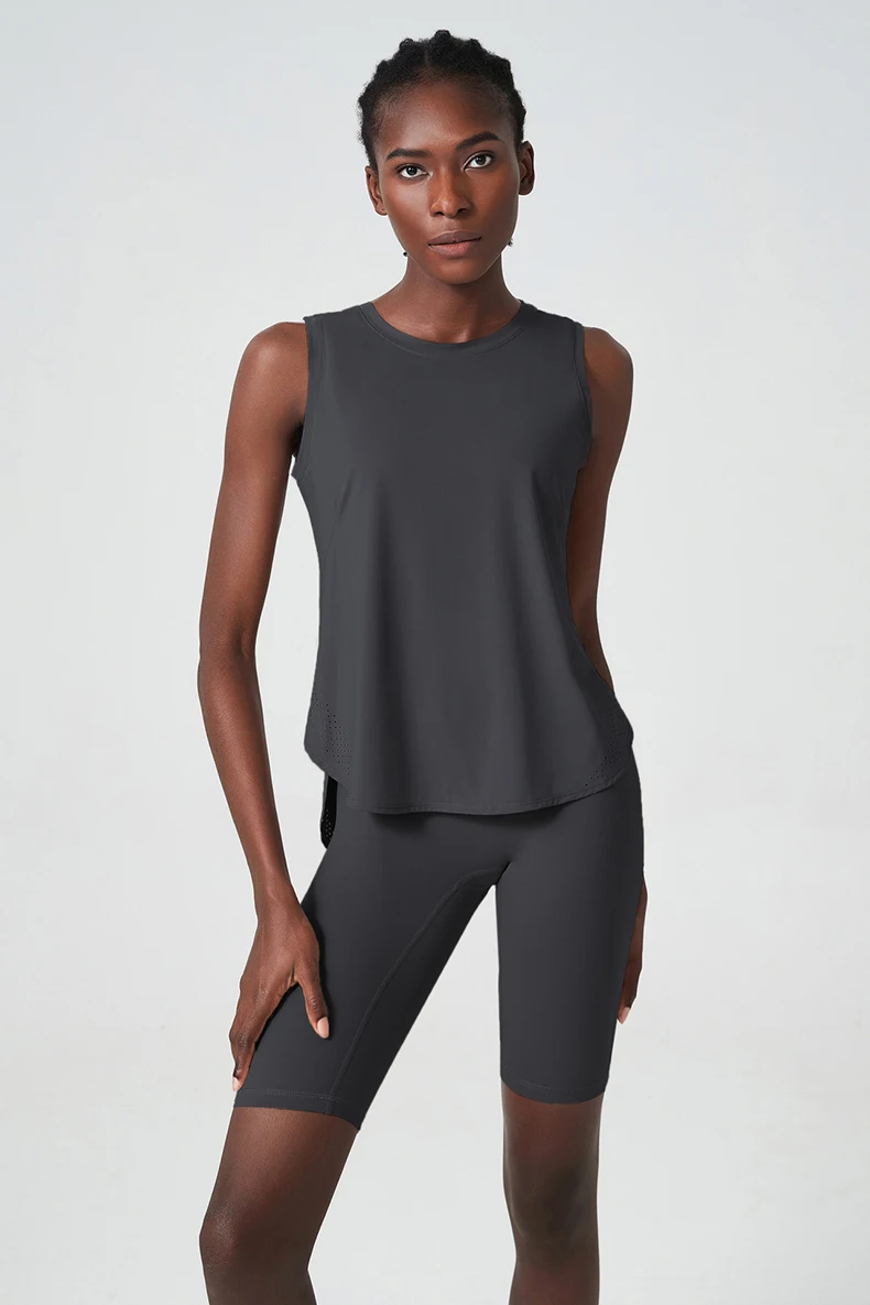 Summer Sleeveless Yoga T-Shirt Women Loose Fitness Running Tank Top Breathable Quick Dry Gym Vest Female Workout Sportswear