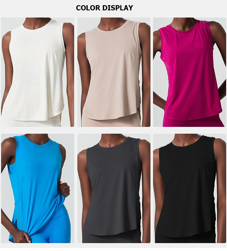 Summer Sleeveless Yoga T-Shirt Women Loose Fitness Running Tank Top Breathable Quick Dry Gym Vest Female Workout Sportswear