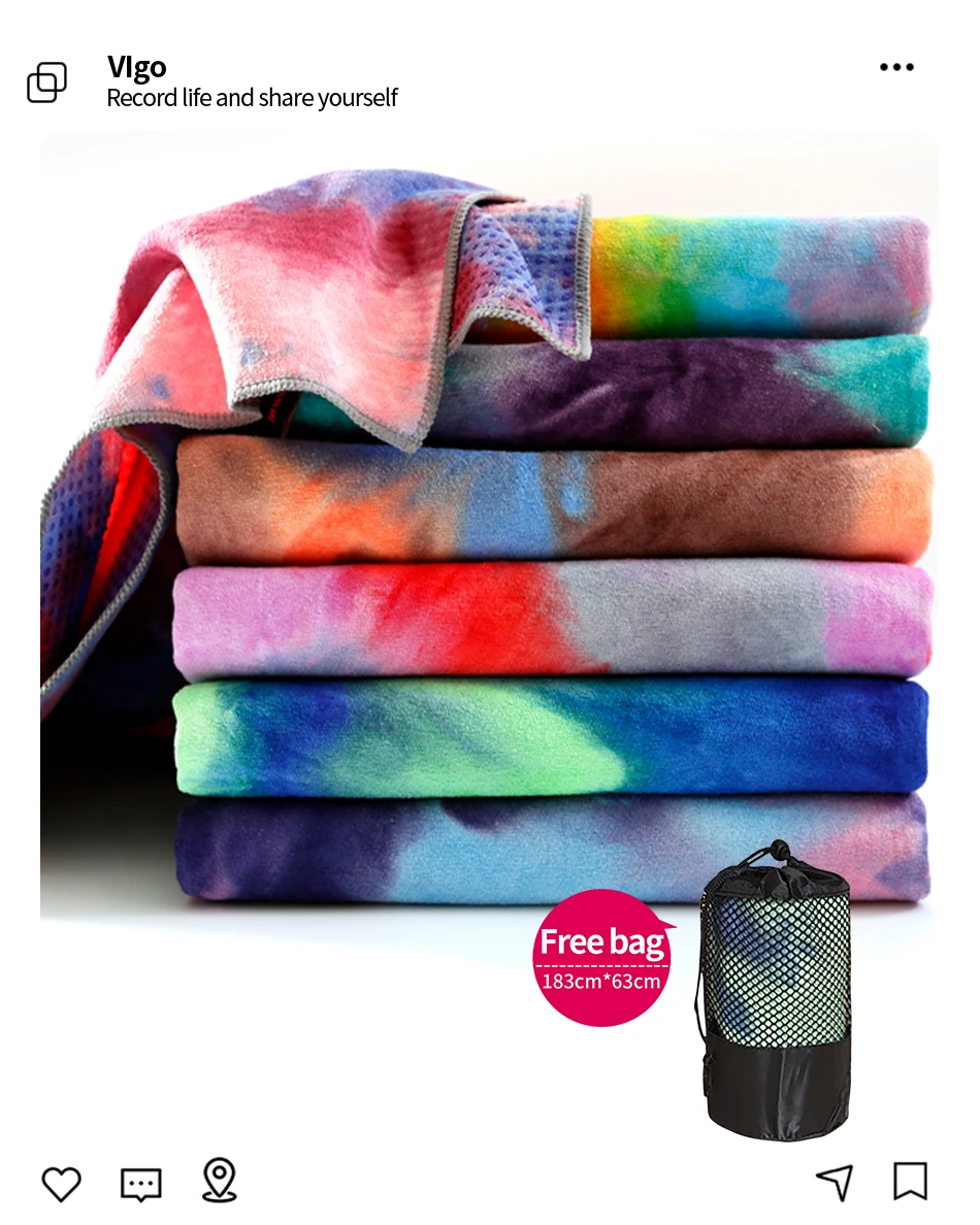 Printed Yoga Mat Non-slip Fitness Blanket Sweat Absorbent Foldable Portable Pilates Exercise Sports Travel Towel 183*63 CM