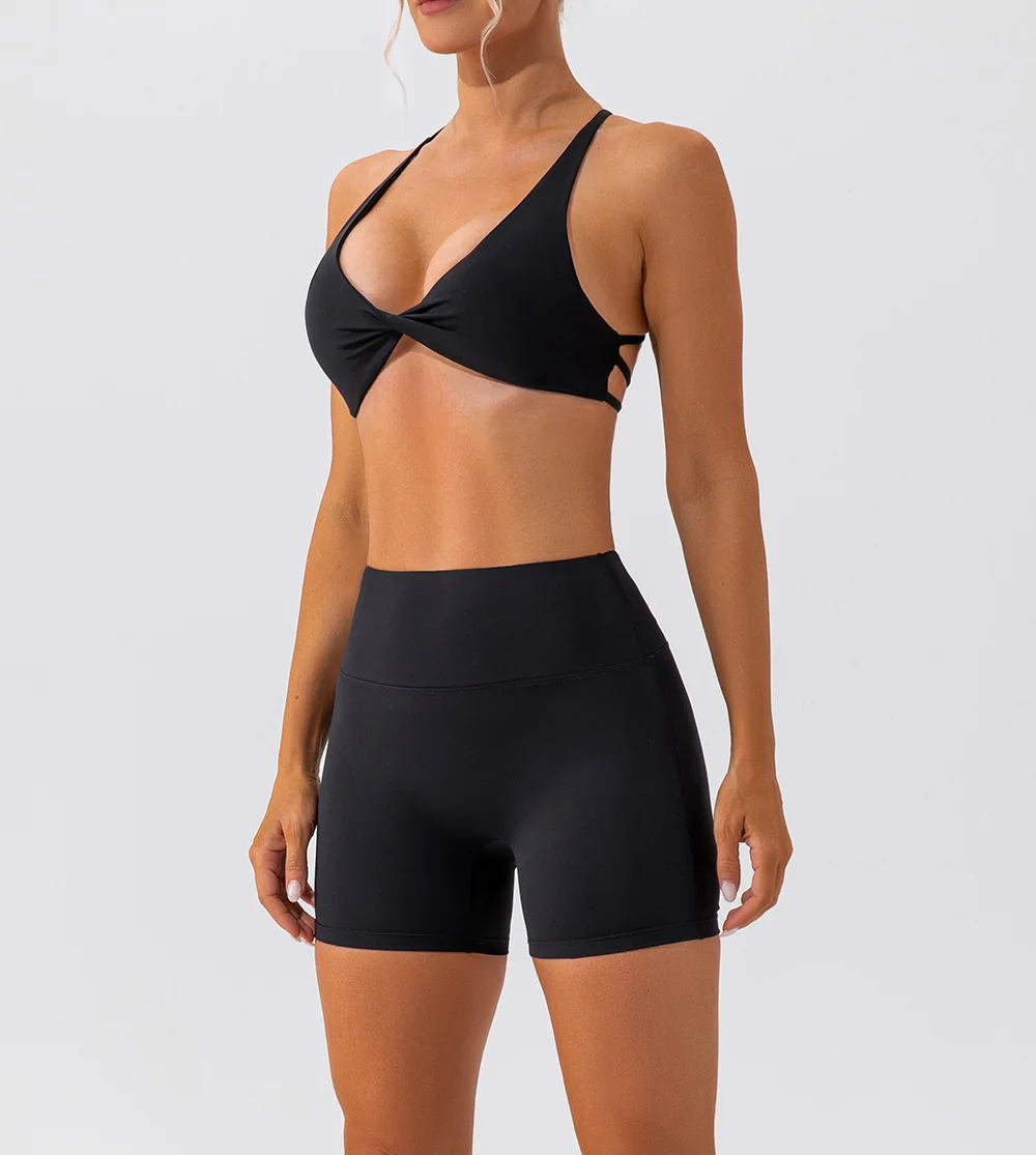 Summer Sexy Gym Top Women Crease Sports Bra Running Back Cross Yoga Bra Breathable Sports Underwear Women Fitness Workout Top