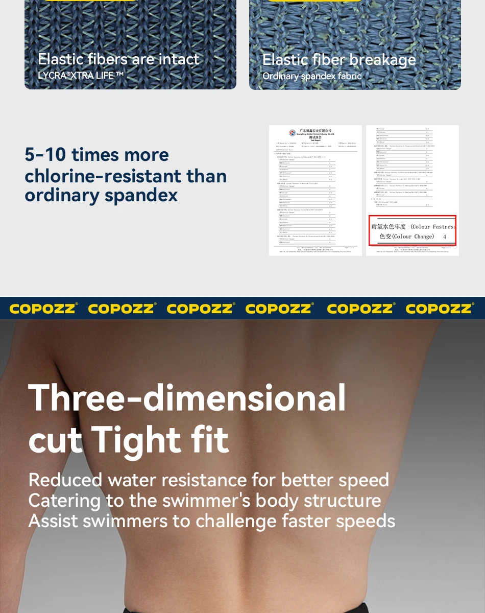 COPOZZ Plus Size Men's Swimming Trunks Shorts Long to Knee Competitive Surf Training Swimsuit Male Quick Dry Anti-embarrassment