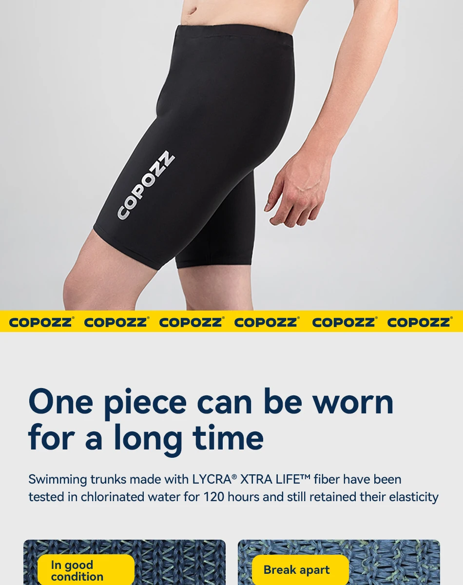 COPOZZ Plus Size Men's Swimming Trunks Shorts Long to Knee Competitive Surf Training Swimsuit Male Quick Dry Anti-embarrassment