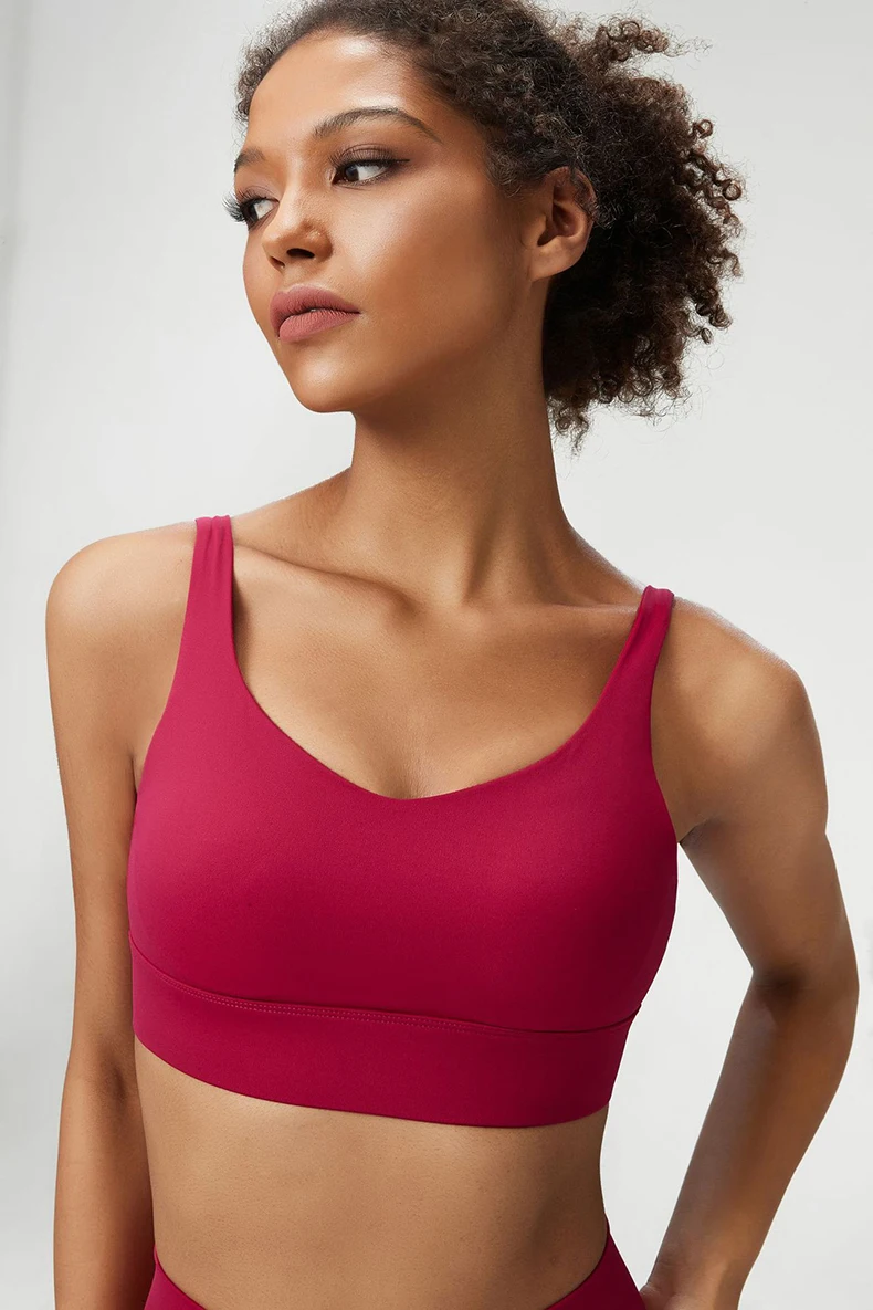 Women High Impact Fitness Yoga Bra Solid Color Sexy Back Ajustable Sports Underwear Breathable Gym Running Top With Cesht Pads