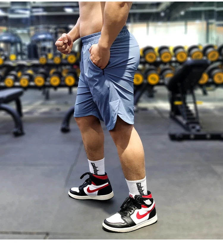 2023 Summer Men Running Shorts With Zipper Pocket  Comfort Quick Dry Fitness Bodybuilding Gym Sport Training Short Half Pants