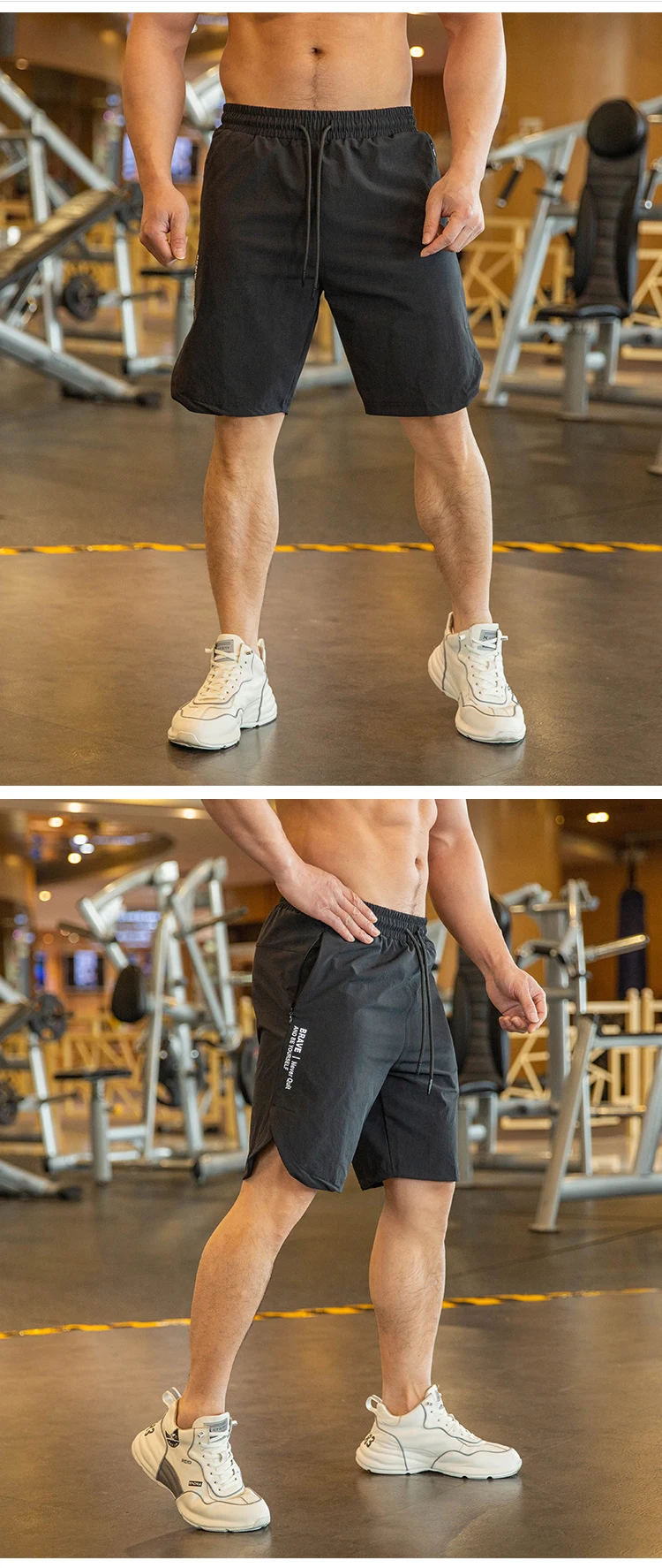 2023 Summer Men Running Shorts With Zipper Pocket  Comfort Quick Dry Fitness Bodybuilding Gym Sport Training Short Half Pants