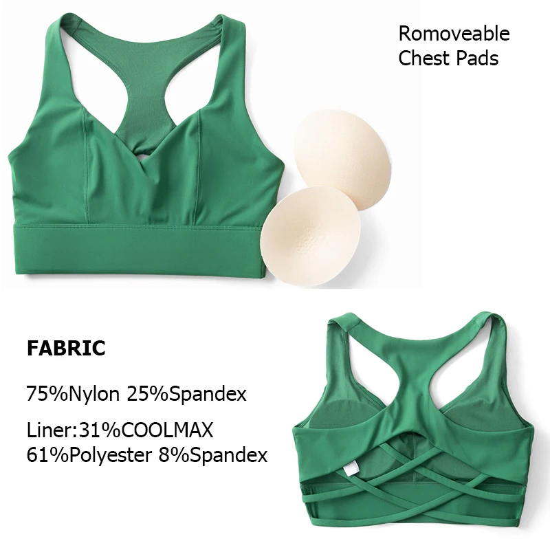 Women Fitness Yoga Bra Stretchy Soft Gathered Push Up Sports Underwear High Imapact Gym Crop Top Breathable Workout Clothes