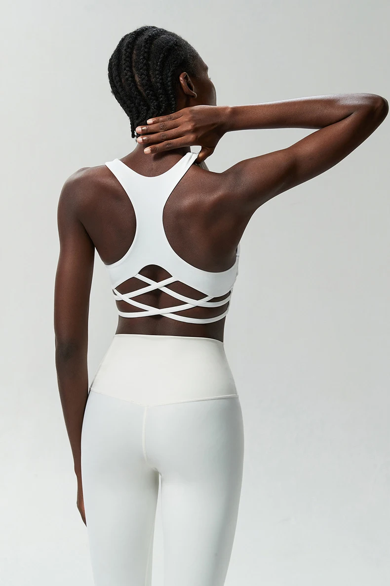 Women Fitness Yoga Bra Stretchy Soft Gathered Push Up Sports Underwear High Imapact Gym Crop Top Breathable Workout Clothes