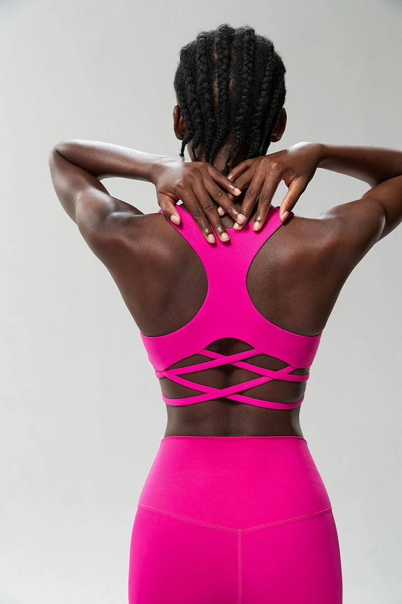 Women Fitness Yoga Bra Stretchy Soft Gathered Push Up Sports Underwear High Imapact Gym Crop Top Breathable Workout Clothes