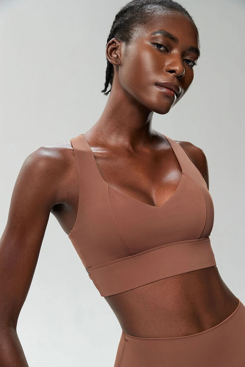 Women Fitness Yoga Bra Stretchy Soft Gathered Push Up Sports Underwear High Imapact Gym Crop Top Breathable Workout Clothes
