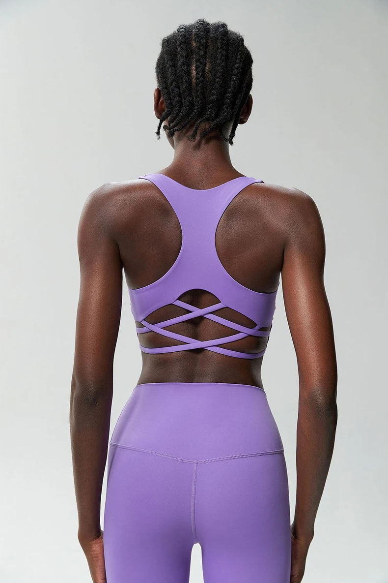 Women Fitness Yoga Bra Stretchy Soft Gathered Push Up Sports Underwear High Imapact Gym Crop Top Breathable Workout Clothes