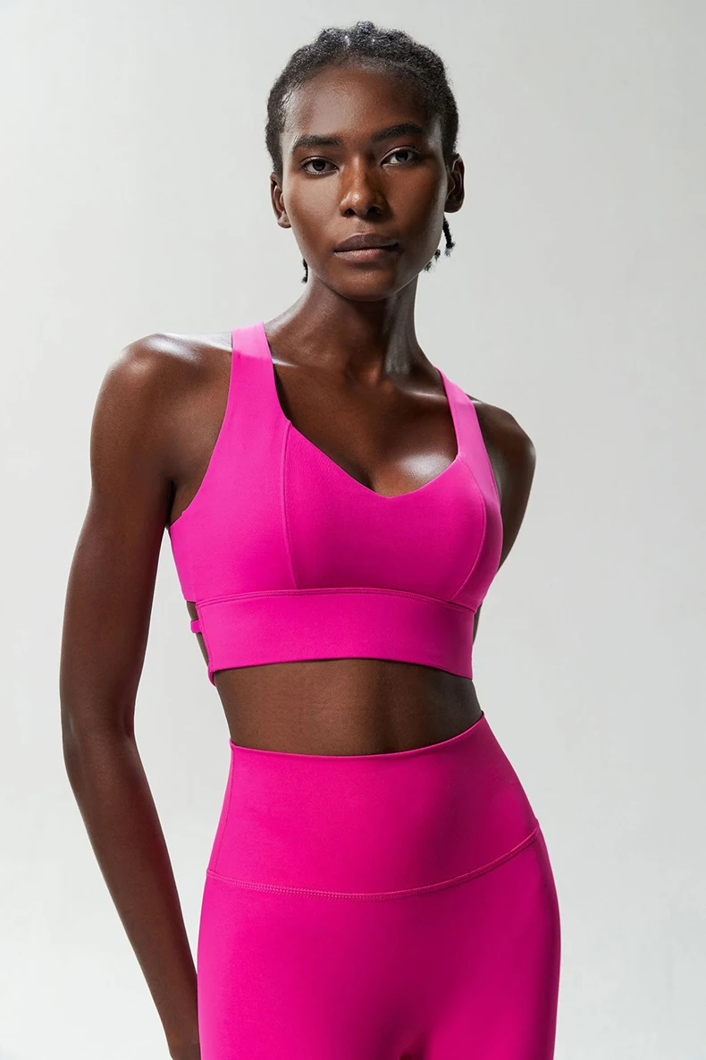 Women Fitness Yoga Bra Stretchy Soft Gathered Push Up Sports Underwear High Imapact Gym Crop Top Breathable Workout Clothes