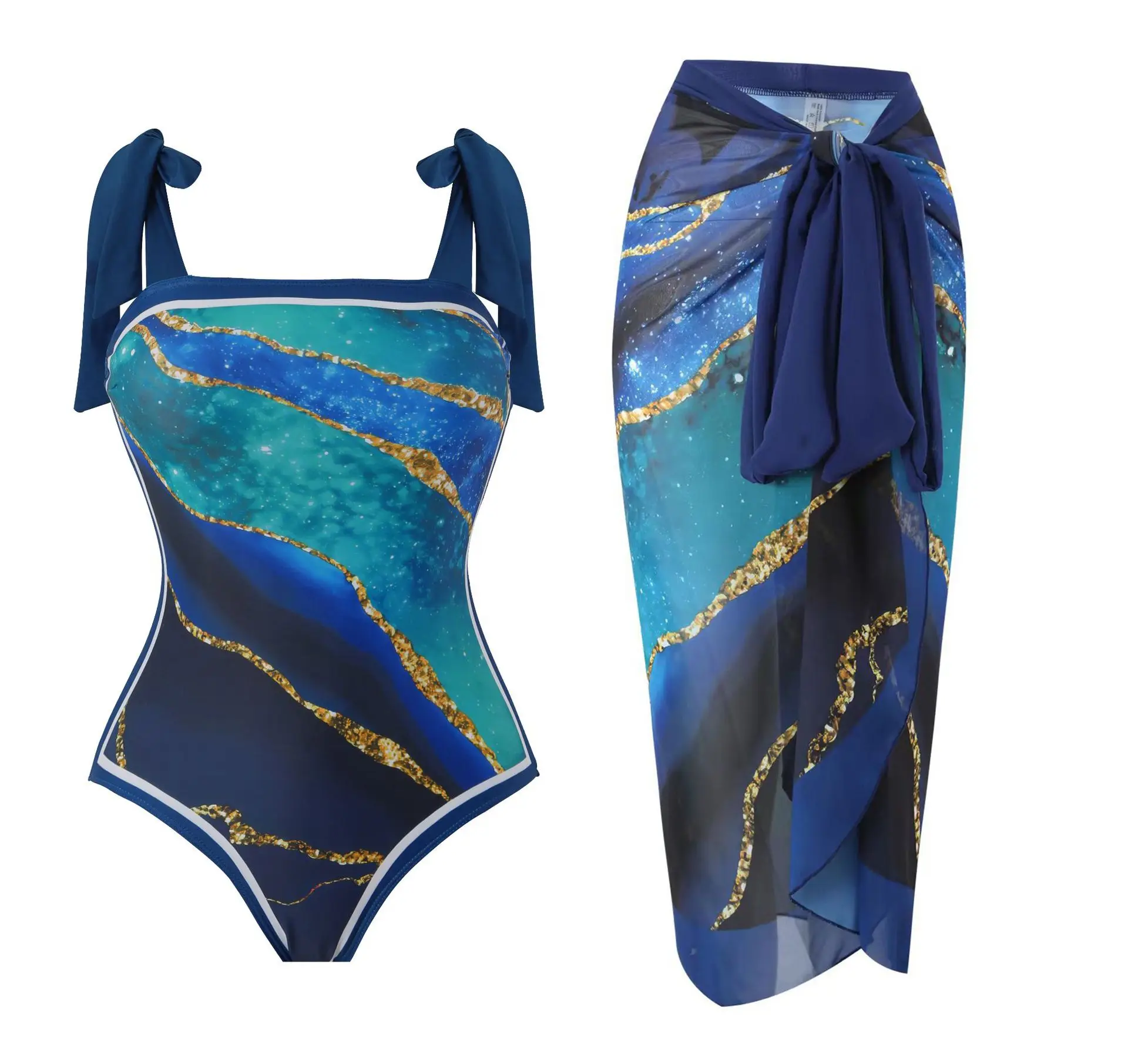 2026 Swimwear Women One Piece Swimsuit With Beach Skirt Printed Bathers Swimming Bathing Swim Suit Beachwear Summer Bodysuit