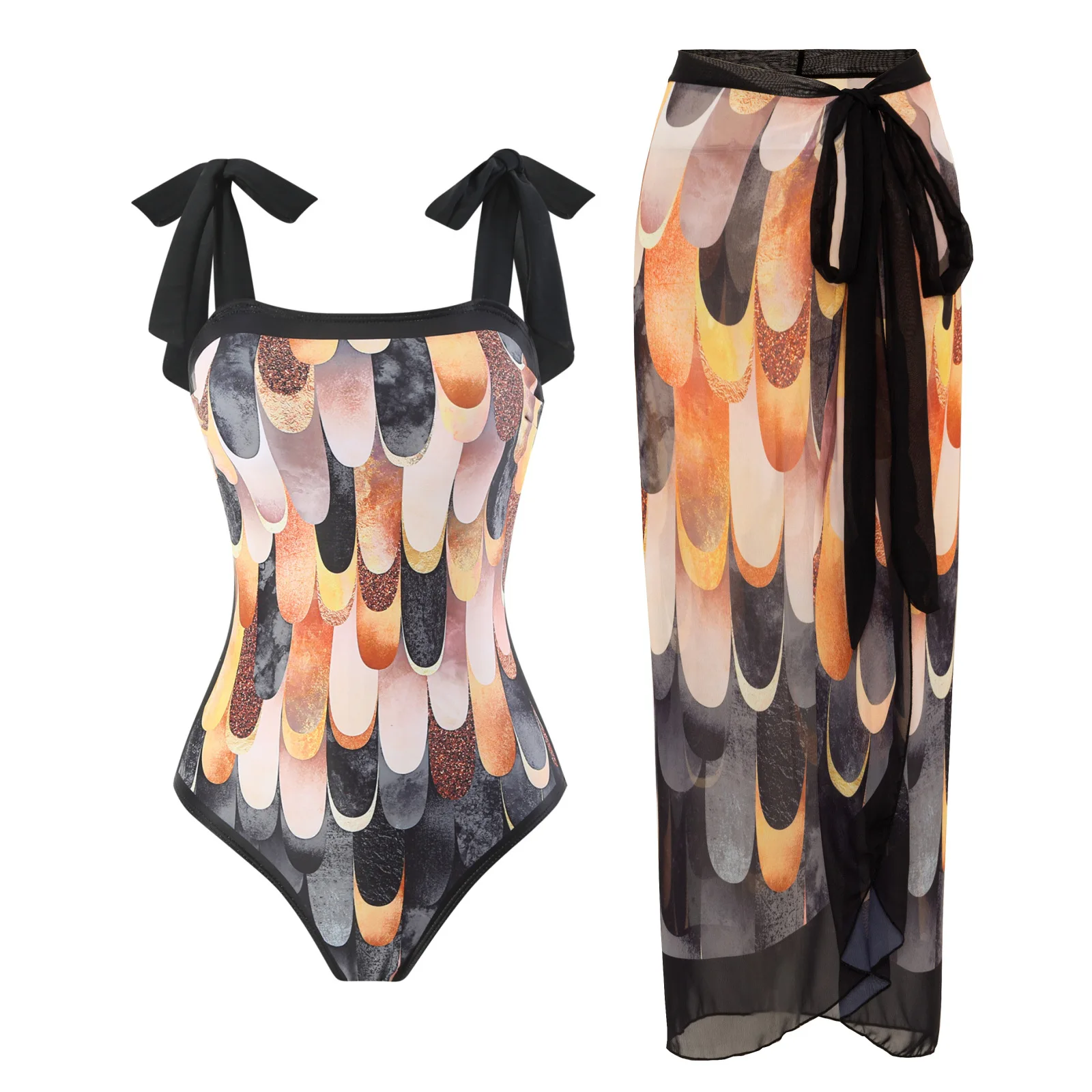 2026 Swimwear Women One Piece Swimsuit With Beach Skirt Printed Bathers Swimming Bathing Swim Suit Beachwear Summer Bodysuit
