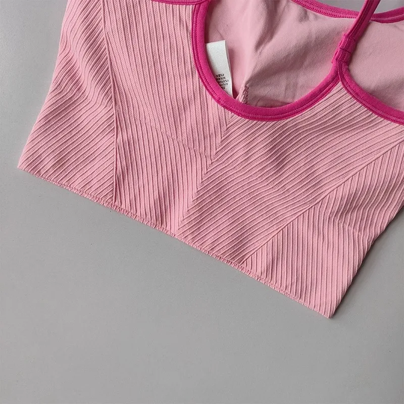 Women's Breathable Sports Bra Fitness Gym Workout Push-Up Camisole Yoga Top Letter Print Pilates Clothing Crop Top Yoga Bra