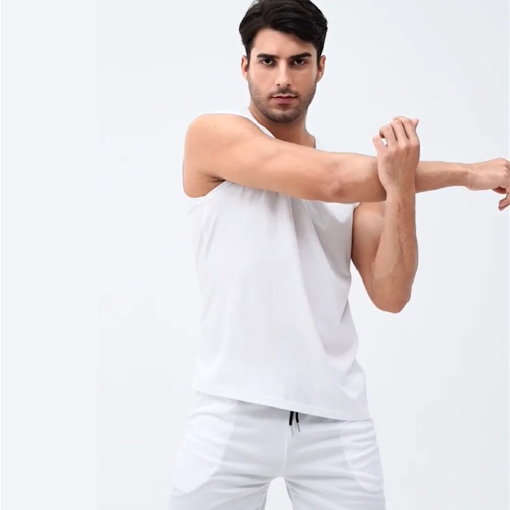 Tank For Men Summer Cool Men Vest Sleeveless Tight Psalm+23 Compression Shapewear Shirts Tank Tops Body Breathable Lce Silk Vest
