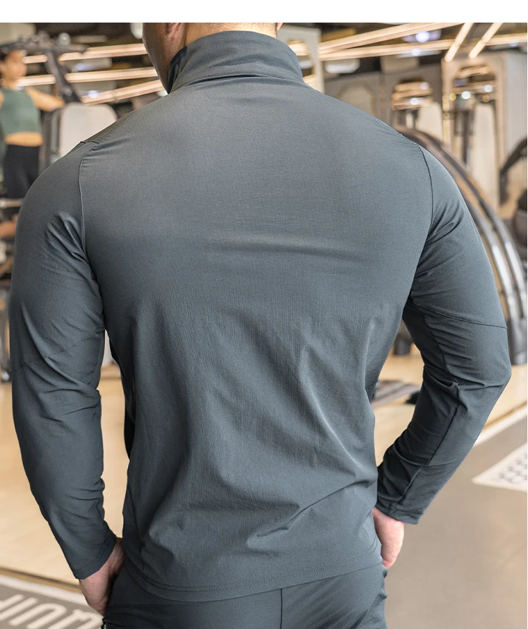 Men's Sports Fitness Jacket for Running Training Clothes Autumn and Winter Long-sleeved Quick-drying Outer Jacket