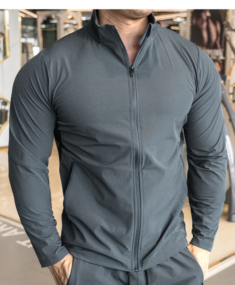 Men's Sports Fitness Jacket for Running Training Clothes Autumn and Winter Long-sleeved Quick-drying Outer Jacket