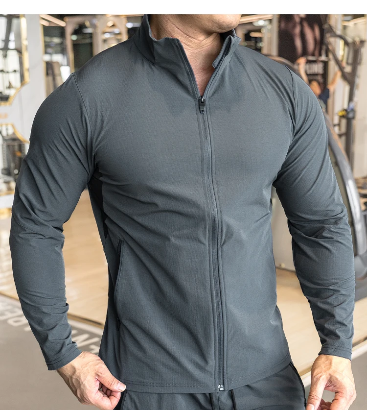Men's Sports Fitness Jacket for Running Training Clothes Autumn and Winter Long-sleeved Quick-drying Outer Jacket