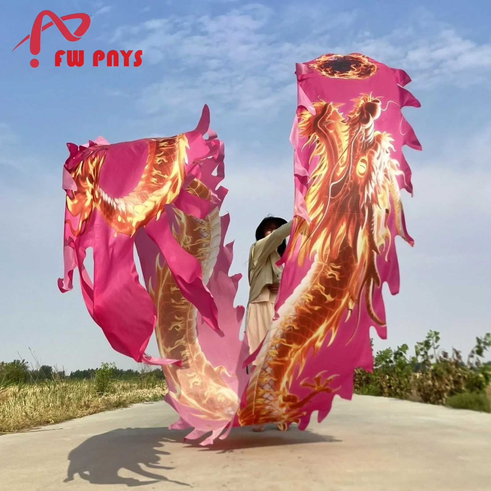 7m Pink Fitness Dragon Dance Ribbon Accessories For Adults Festival Prop Outdoor Sports Only Tail (Not Include Head )
