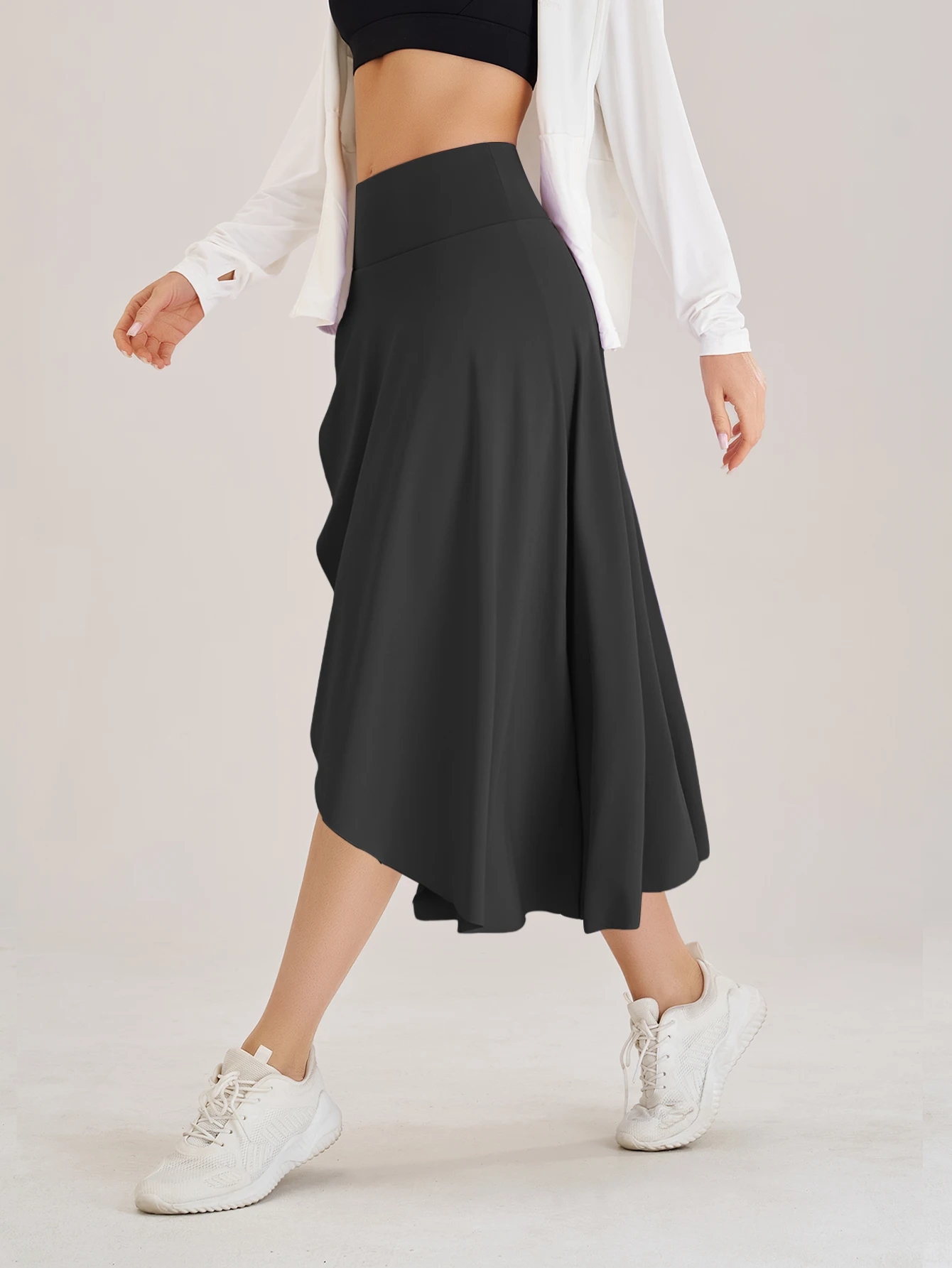 Lady Yoga Tennis Skorts Shorts with Side Pockets and an Opening at the Waist Long dress Fitness Sportswear Workout For Women