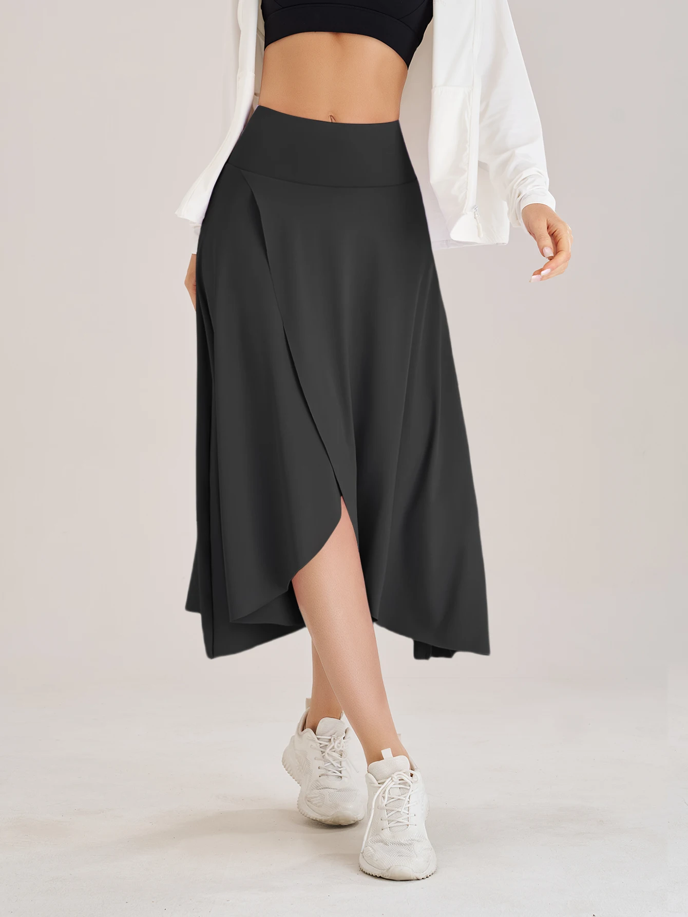 Lady Yoga Tennis Skorts Shorts with Side Pockets and an Opening at the Waist Long dress Fitness Sportswear Workout For Women