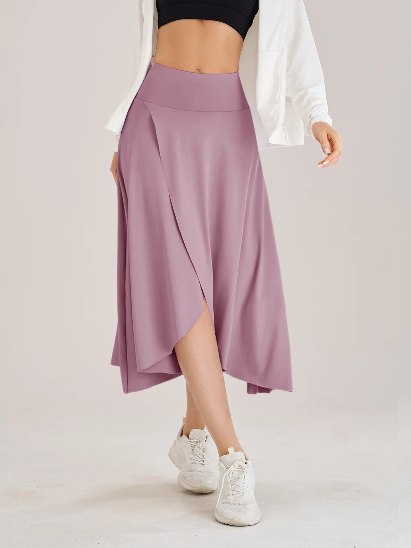 Lady Yoga Tennis Skorts Shorts with Side Pockets and an Opening at the Waist Long dress Fitness Sportswear Workout For Women
