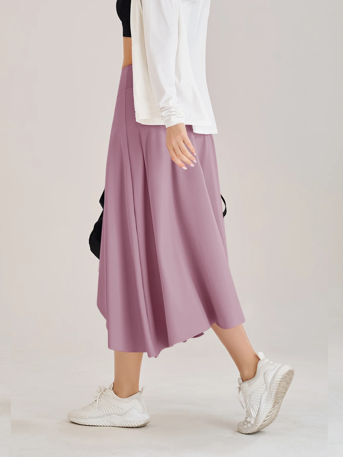 Lady Yoga Tennis Skorts Shorts with Side Pockets and an Opening at the Waist Long dress Fitness Sportswear Workout For Women