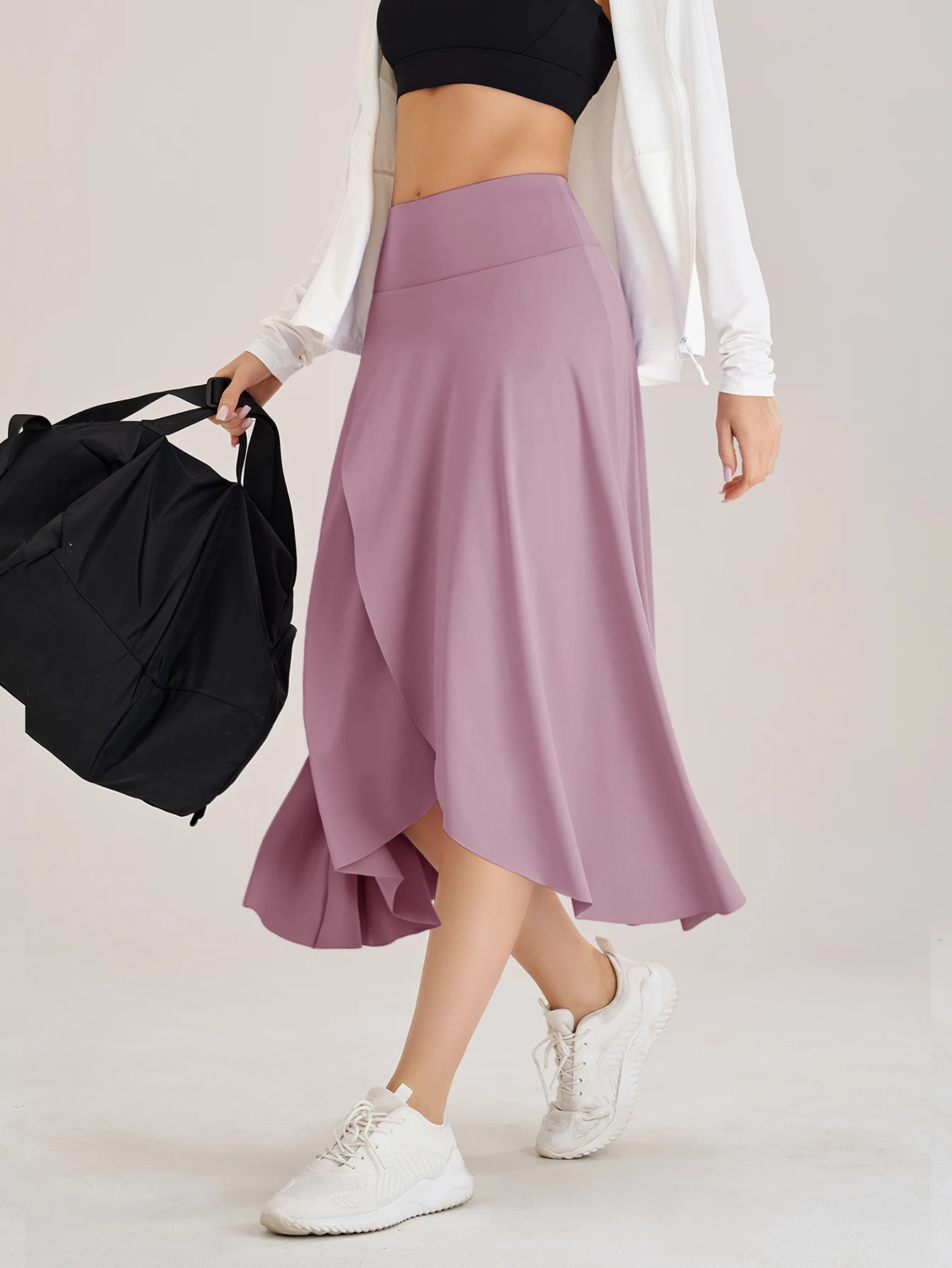 Lady Yoga Tennis Skorts Shorts with Side Pockets and an Opening at the Waist Long dress Fitness Sportswear Workout For Women