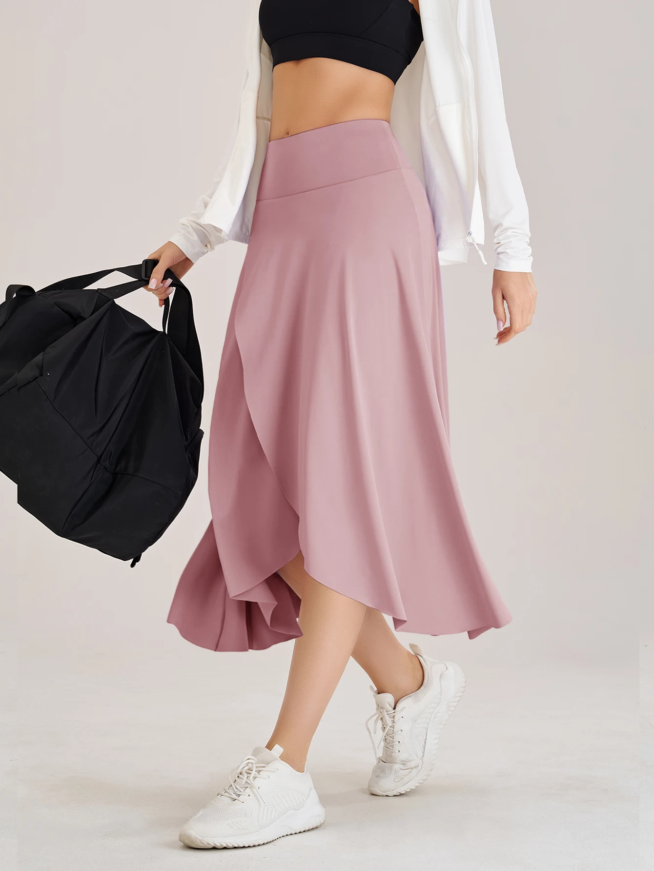 Lady Yoga Tennis Skorts Shorts with Side Pockets and an Opening at the Waist Long dress Fitness Sportswear Workout For Women