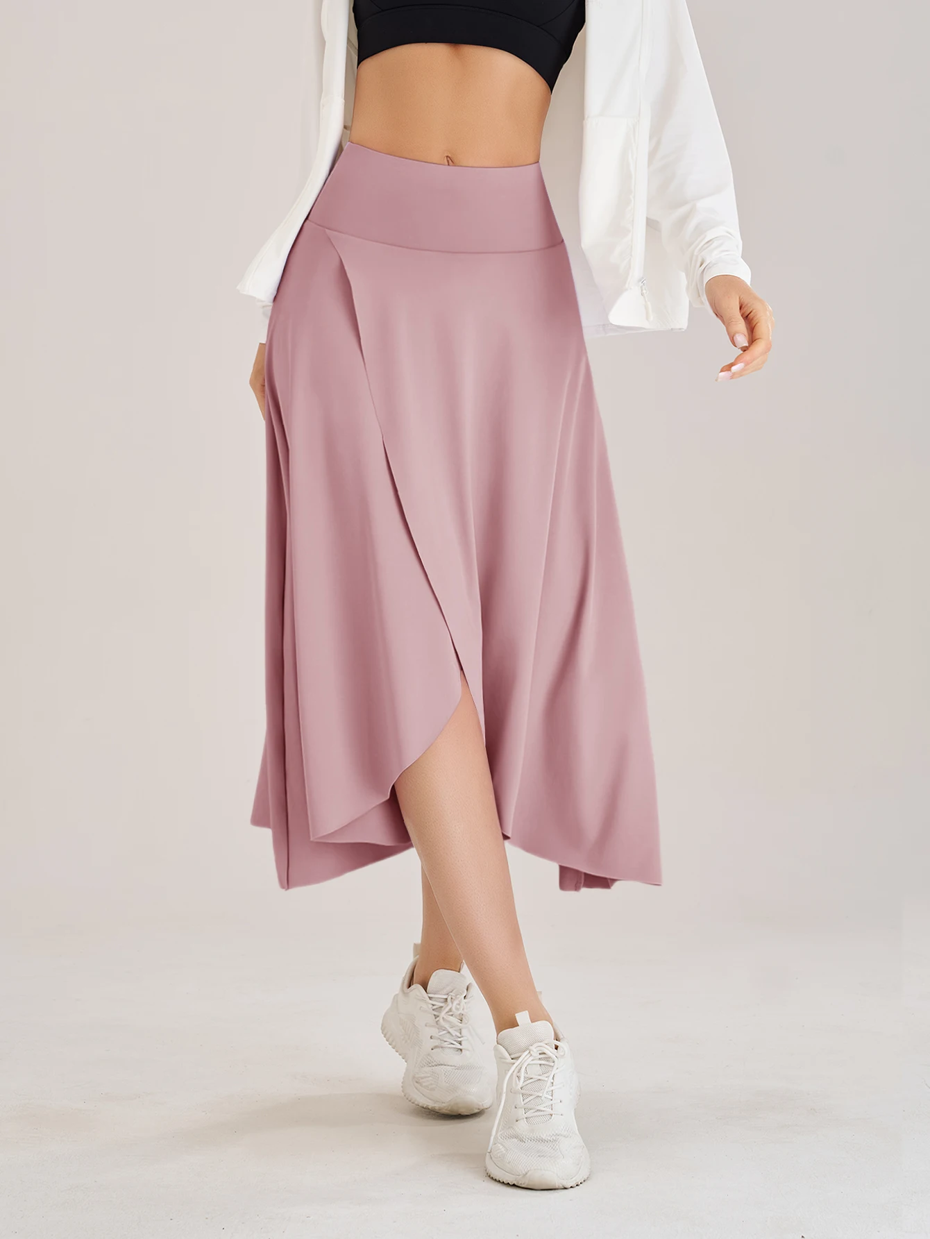 Lady Yoga Tennis Skorts Shorts with Side Pockets and an Opening at the Waist Long dress Fitness Sportswear Workout For Women