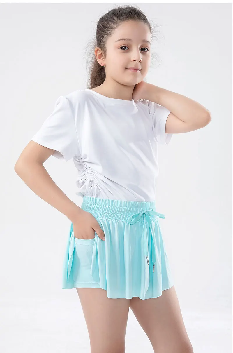 Girls Flowy Shorts Butterfly Shorts With Pocket 2-in-1 Athletic Biker Running 5-12 Years For Kids Active Workout Sports Tennis